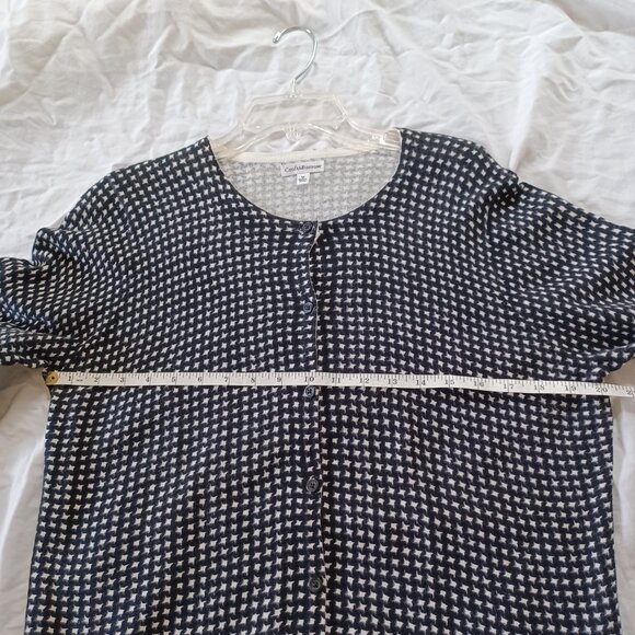 Croft & Barrow Black & White Houndstooth Cardigan Sweater, 100% Cotton, Large - Picture 11 of 12